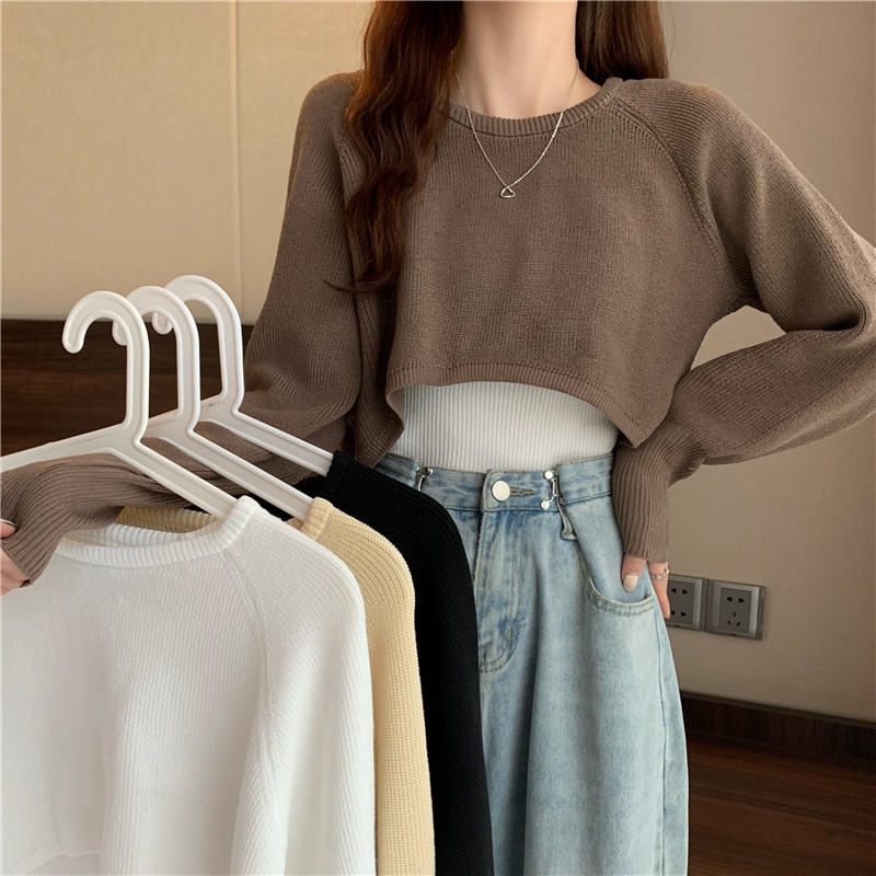 Áo sweater NZN dệt kim tay dài lưng cao thời trang thu đông cho nữ