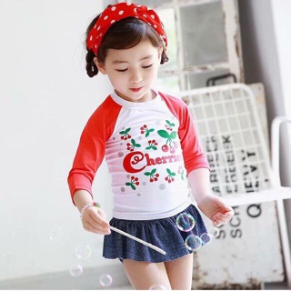 Bộ bơi dài tay Cherry cho bé gái