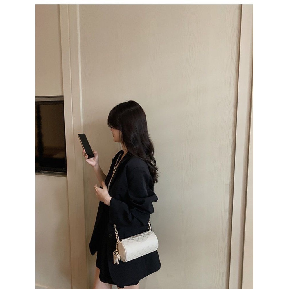 Túi Xách Hình Trụ Màu Trắng Thời Trang Mùa Hè Cho Nữ