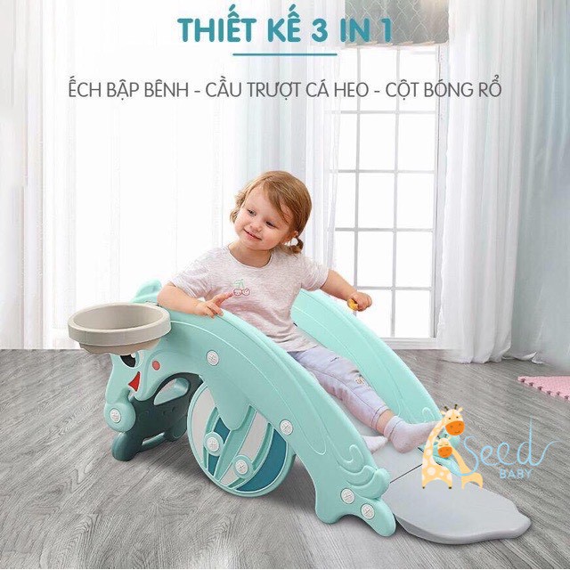 Cầu trượt bập bênh | cầu tuột bập bênh bóng rổ HOLLA đa năng 3 trong 1 cao cấp - Chính hãng - SEED BABY