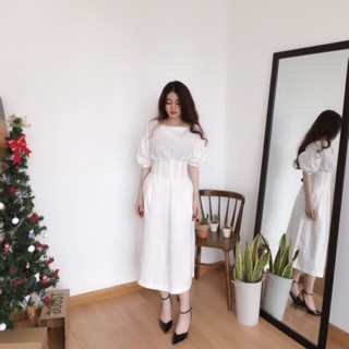 ĐẦM MAXI TRẮNG CHÍT EO