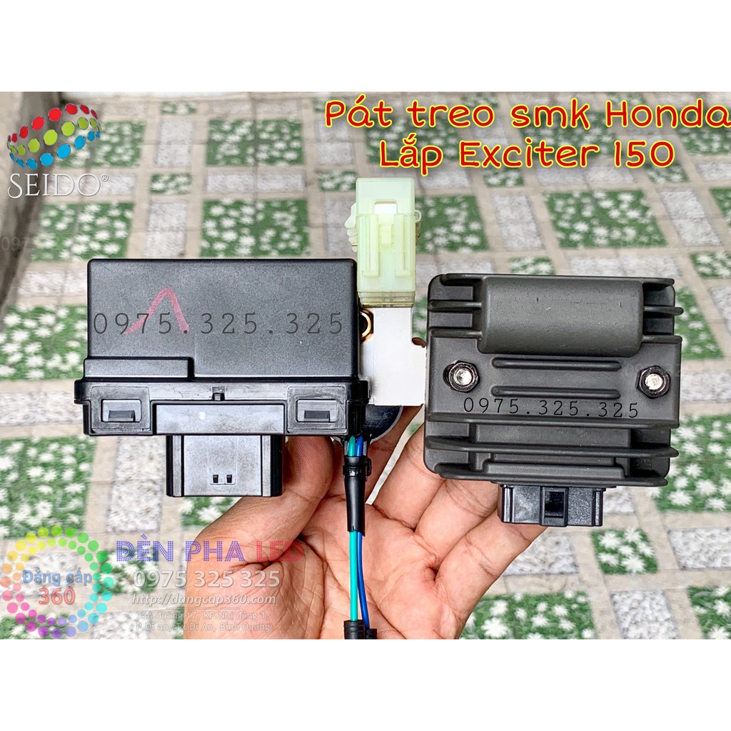 Pát lắp smartkey Honda cho Ex150 - INOX 304 - pad lắp smk SCU + còi chíp + hộp cầu chì Exciter 150 Ex2019 2020 2107 2105