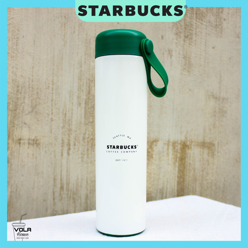 Bình giữ nhiệt  Starbucks Seatle WA 1971 Retro trắng xanh dung tích 500ml