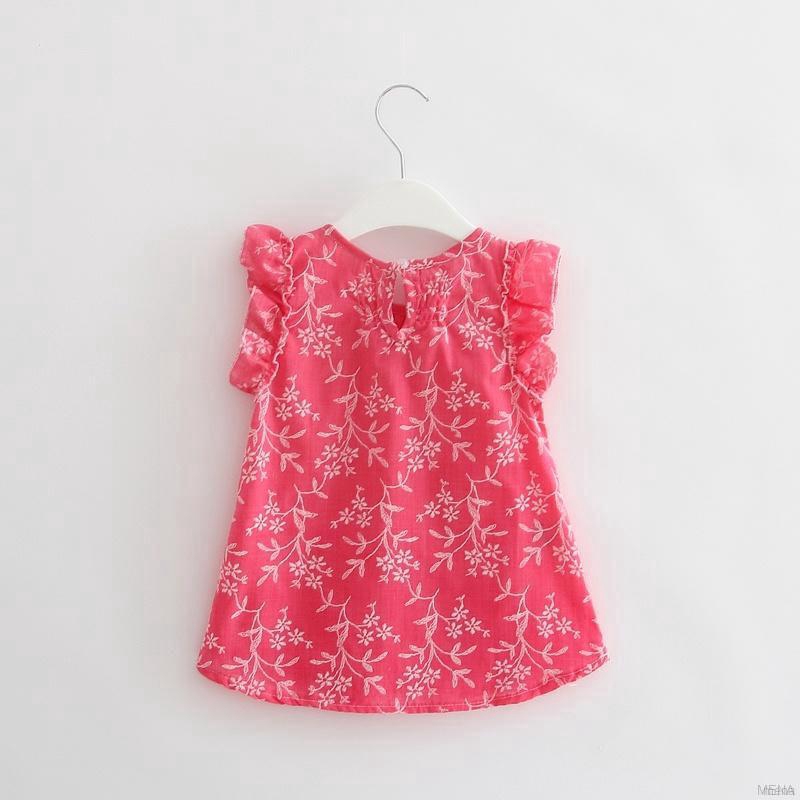 Đầm xòe họa tiết hoa lá xinh xắn cho bé gái