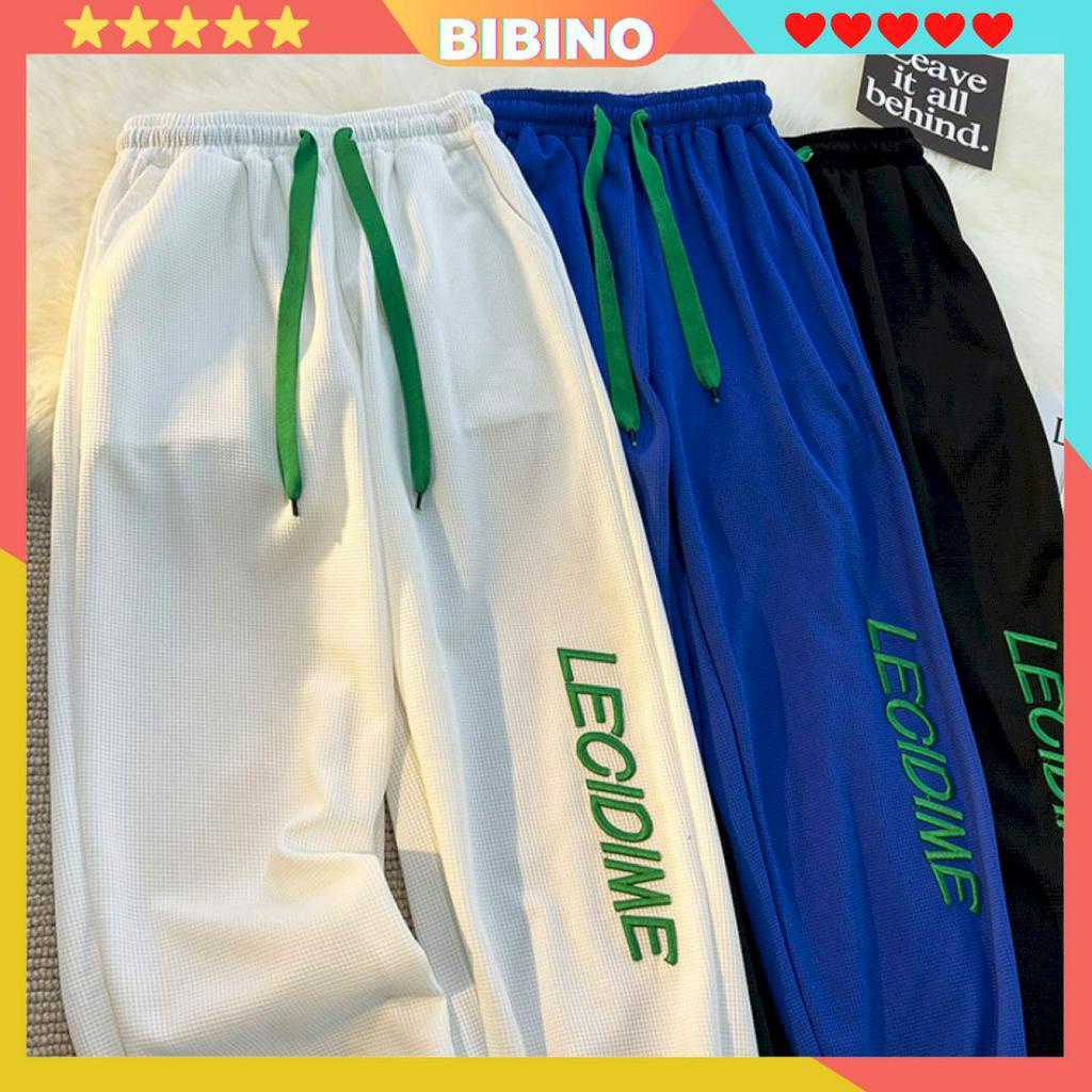 Quần jogger ống rộng nam nữ đẹp thêu chữ chất cotton tổ ong BIBINO Quần dài bo chun gấu form rộng bigsize hàn quốc QN03