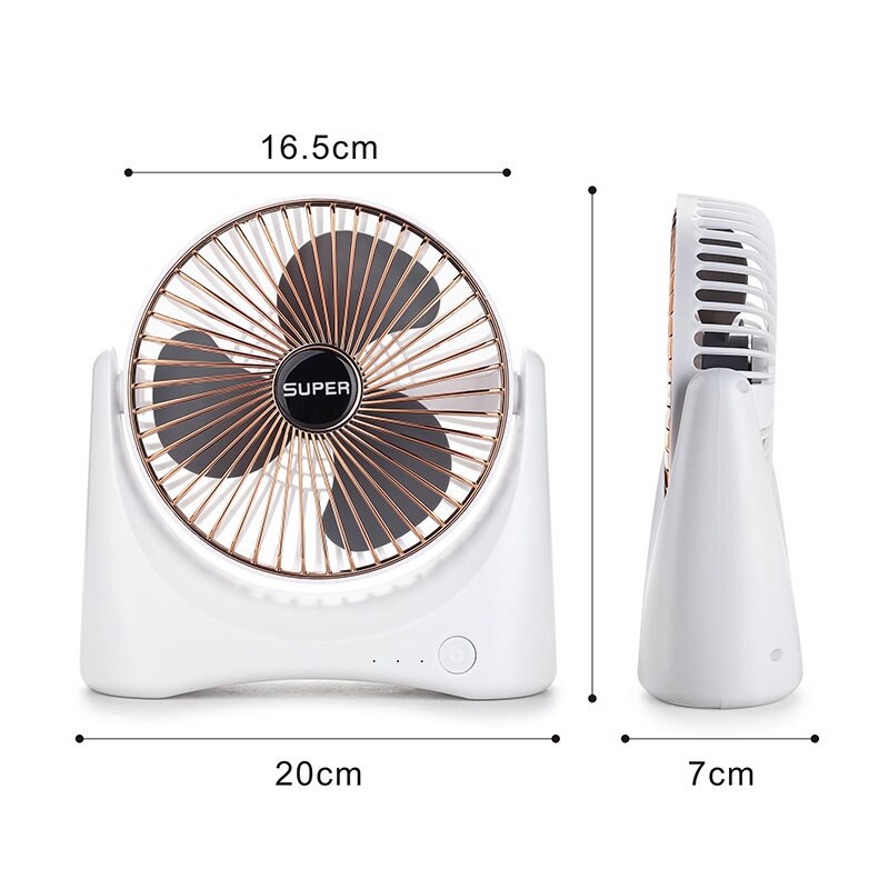 Quạt Sạc Tích Điện Để Bàn Super Fan Không Dây  3 Chế Độ Sử Dụng Cổng Sạc USB Tiện Dụng