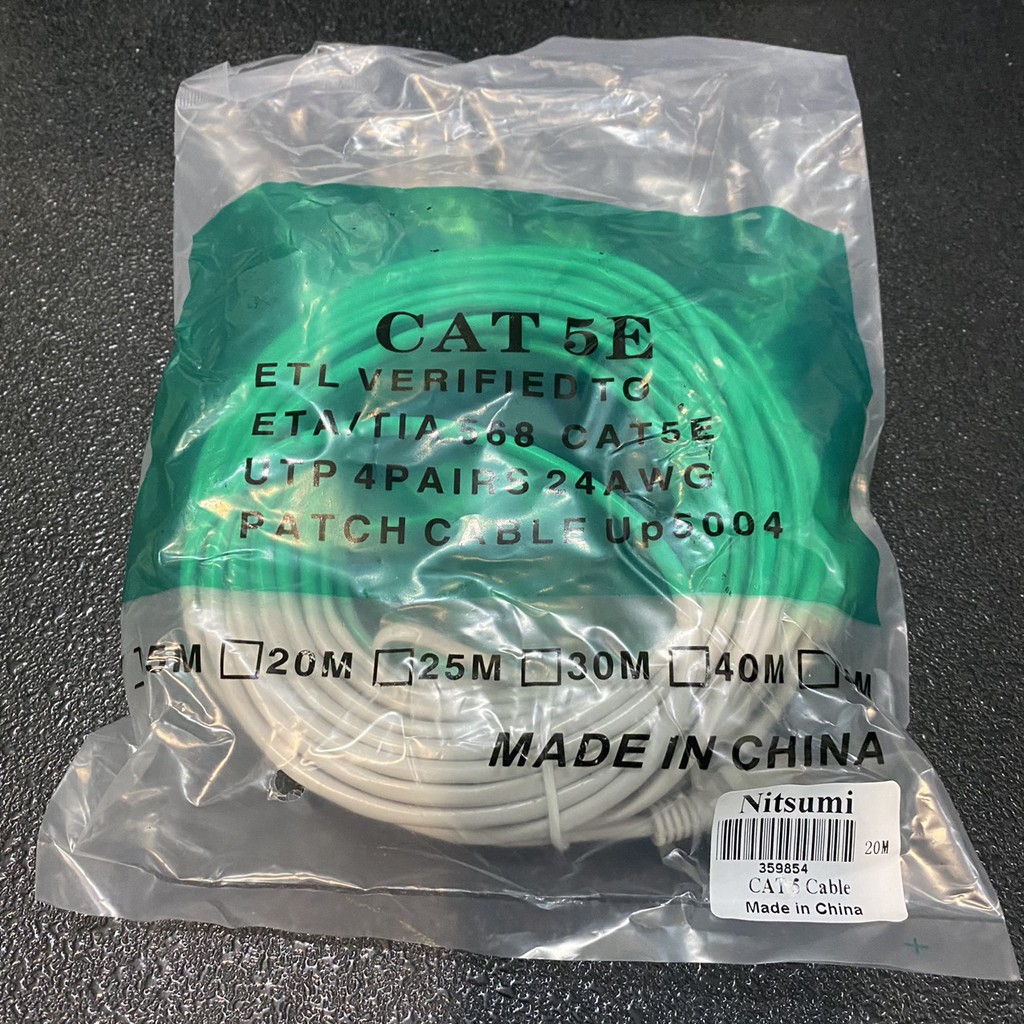 Dây Mạng CAT5E Nitsumi Đúc Sẵn 2 đầu 3m 20m 30m - Dây Cáp mạng lan chính hãng