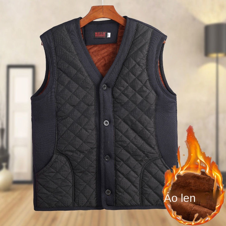Áo khoác nỉ bông lạc đà nam cho người trung niên và lớn tuổi bố mặc dày dặn ấm áp già size ở nhà
