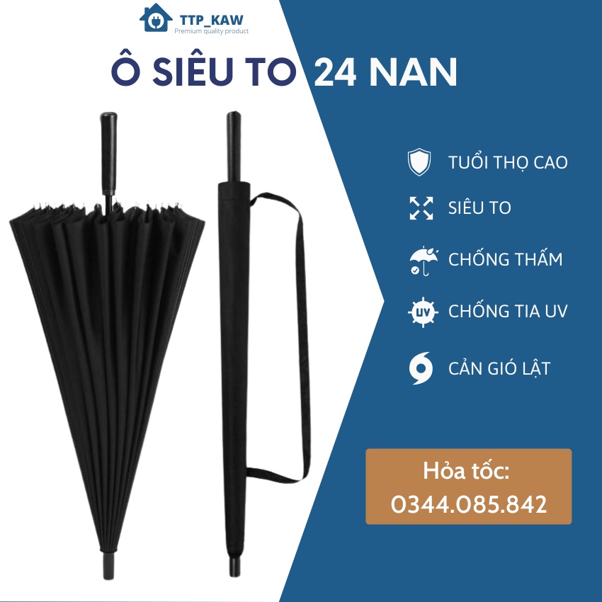 Ô Dù Cỡ Lớn, Dù Đi Mưa, Che Nắng Siêu To Đường Kính Lên Đến 115 CM 3 Người đi, Ô Cán Dài 24 Nan Chống Lật Siêu Chắc Chắn