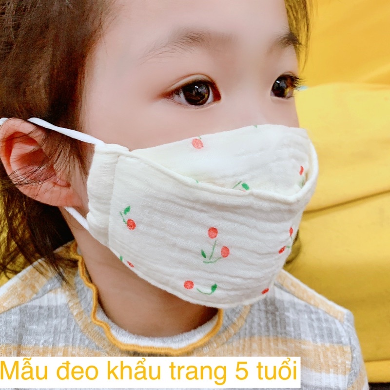 Khẩu trang cao cấp Vuông Tròn chất liệu muslin đẹp an toàn cho bé