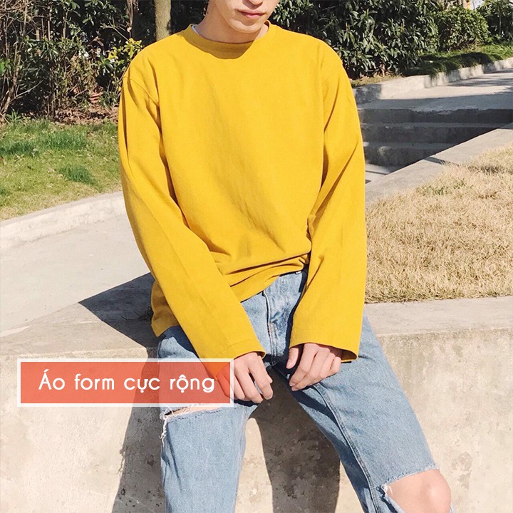 Áo thun dài tay trơn Wado chất liệu cotton dáng unisex form rộng cho cả nam và nữ