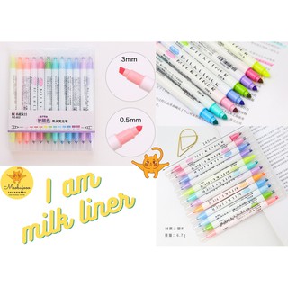 Bút đánh dấu 2 đầu MILKLINER màu pastel phiên bản hoàn hảo dùng để trang trí sổ