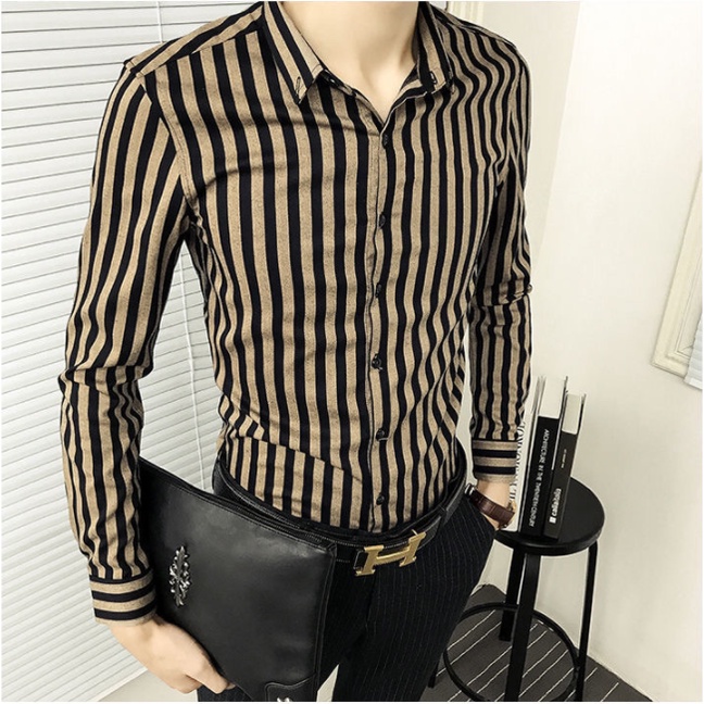 Áo Sơ Mi Nam Kẻ Nhiều Màu Đẹp Hàn Quốc Alyly - Kiểu dáng slimfit ôm vừa vặn trẻ trung, phong cách.