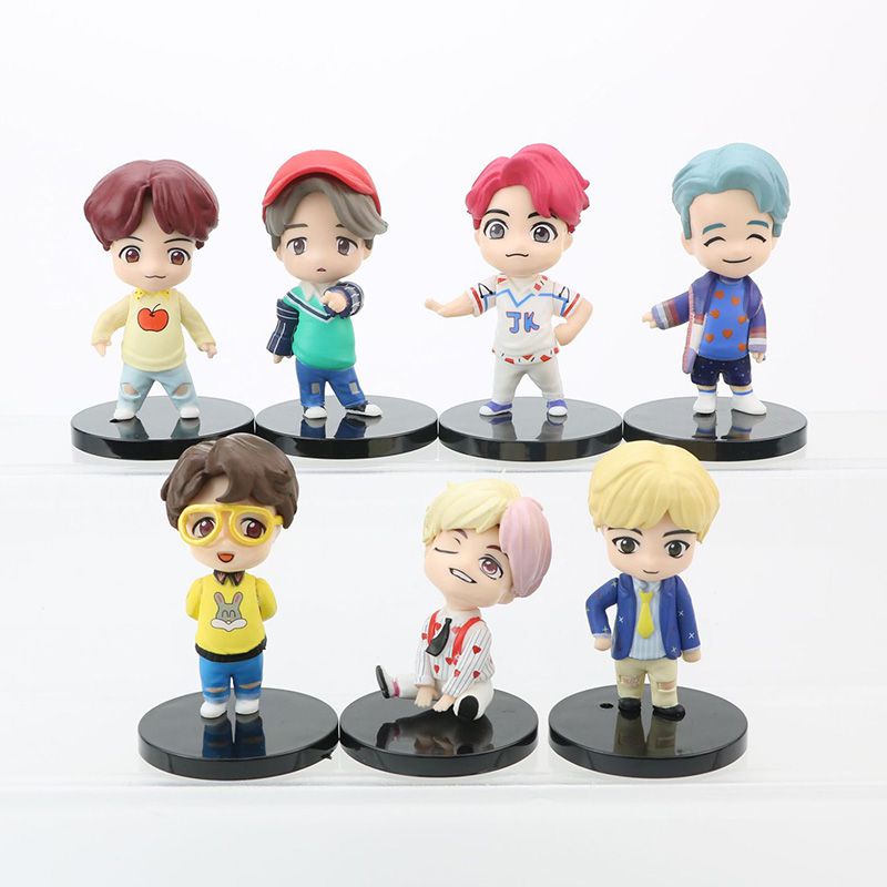 Set 7 Mô Hình Nhân Vật Hoạt Hình BTS Trang Trí Bánh Kem