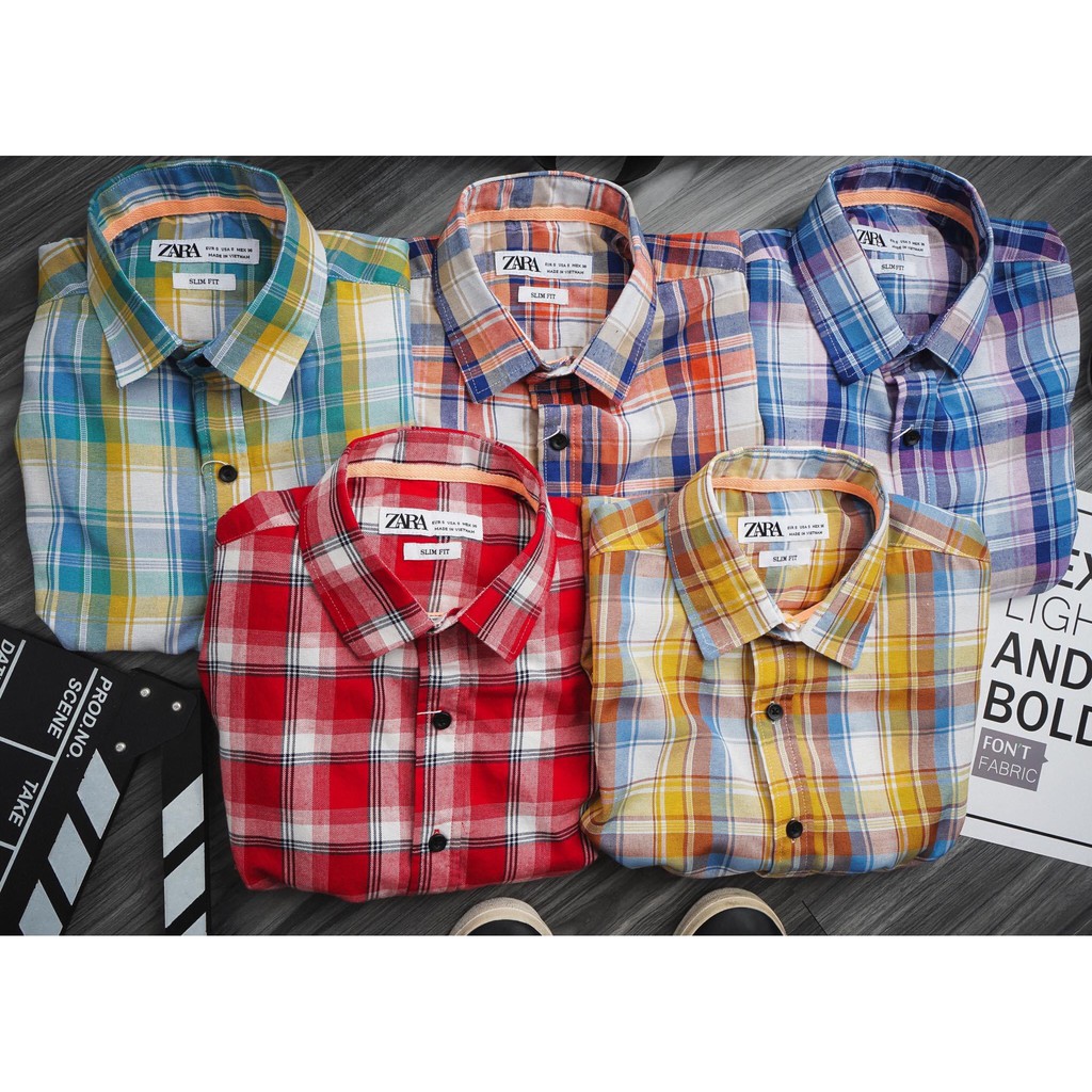 Áo sơ mi nam  za r a tay ngắn chất lenin sim fit