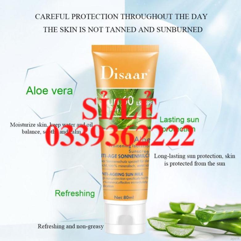 [Hàng mới về] Kem Chống Nắng Giúp Dưỡng Ẩm Chiết Xuất Lô Hội Cao Cấp Spf60 80ml