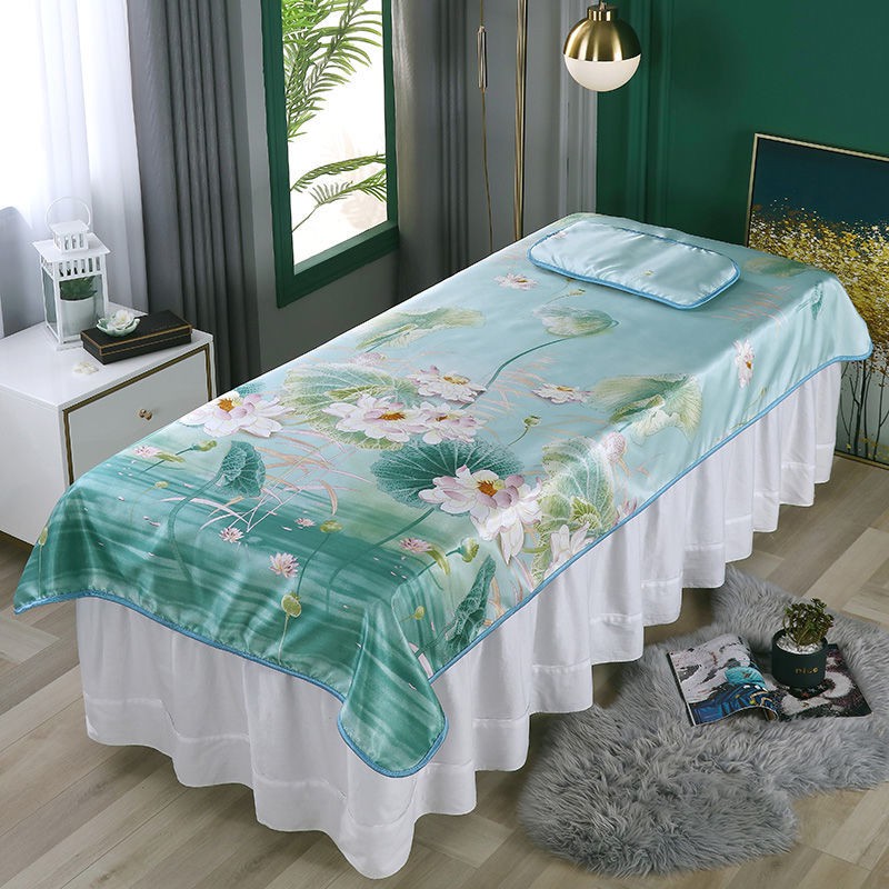 Nệm Mỏng Đệm Cả 4 Mùa Sàn Siêu Mát Cho Beauty bed mat salon special summer washable Ice silk massage sheet with holes for