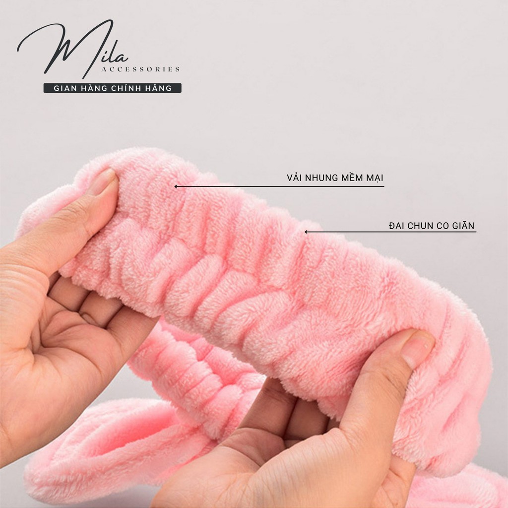 Băng đô rửa mặt nữ tai thỏ cute MILA B104 ❤️SIÊU CUTE❤️ co giãn mềm mại dễ thương dành cho các bạn nữ Mila Accessories