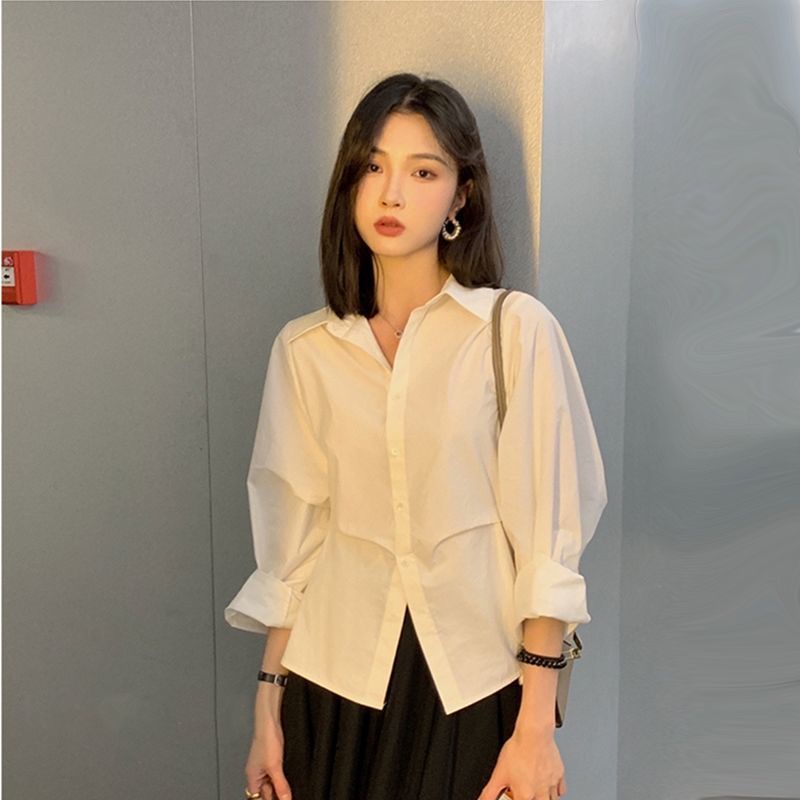 Áo sơ mi nữ tay dài form rộng thoải mái