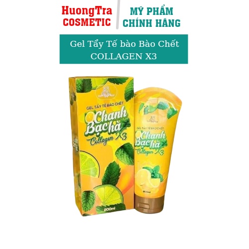 Gel Tẩy Tế Bào Chết Chanh Bạc Hà Collagen X3, Mỹ Phẩm Đông Anh