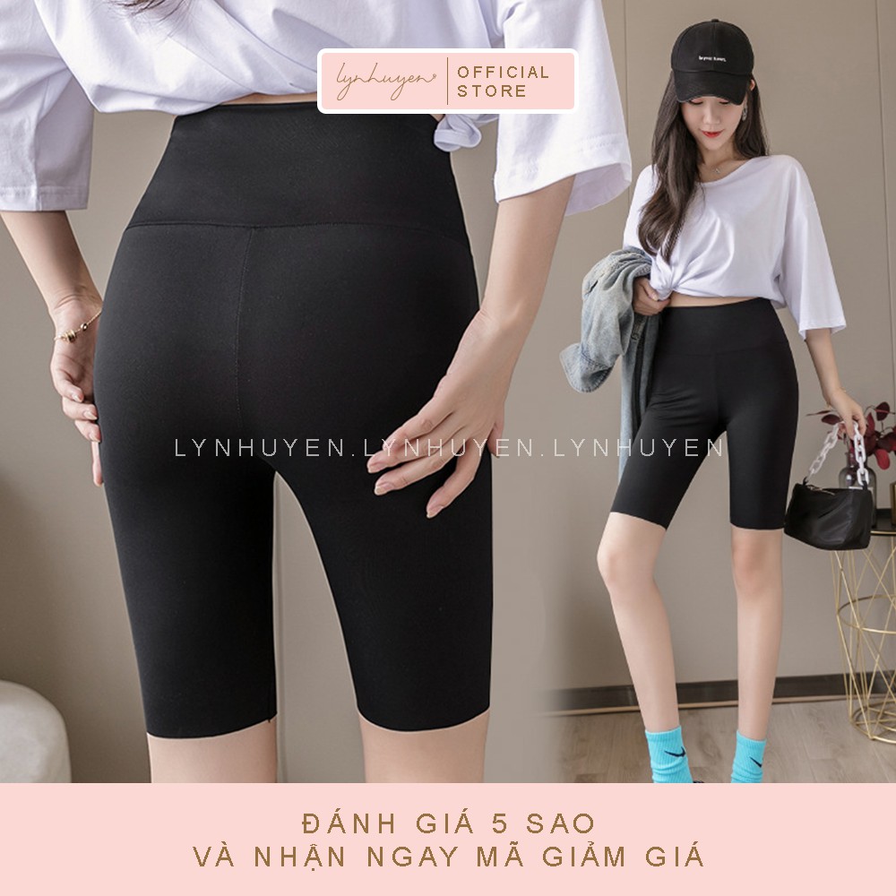 Quần Legging Lửng Đùi Nữ Nâng Mông Cạp Cao Lynhuyen Màu Đen Q007