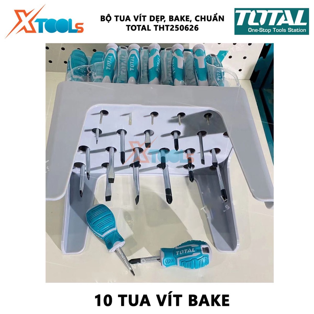 Bộ 26 tua vít dẹp, bake và chuẩn TOTAL THT250626 | dùng để siết chặt hoặc gỡ bỏ ốc vít [CHÍNH HÃNG] [XTOOLs]