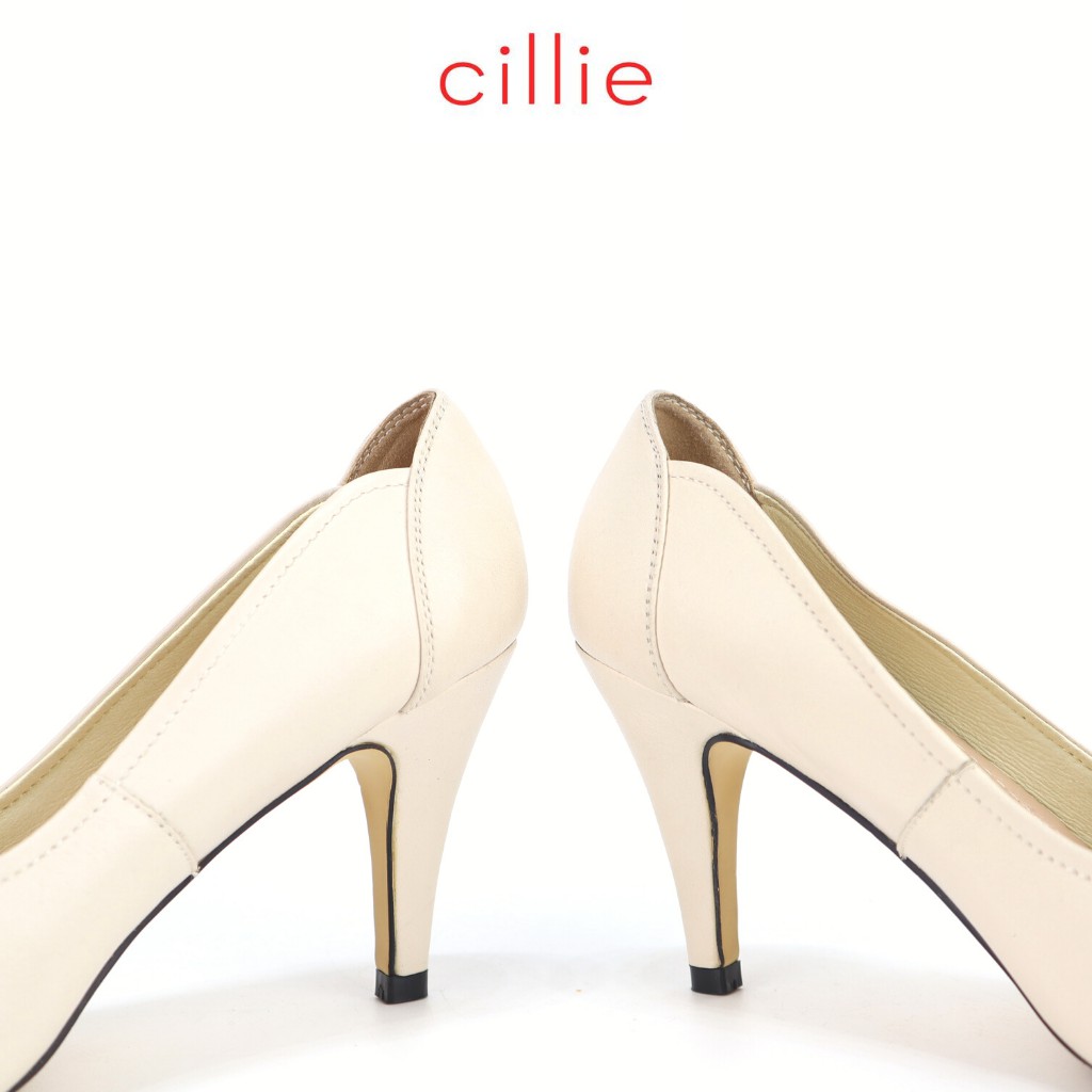 Giày cao gót nữ mũi nhọn da thật êm mềm gót nhọn thanh lịch 9cm Cillie 3784