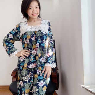 Bộ tole dài tay mặc nhà vải mát mịn
