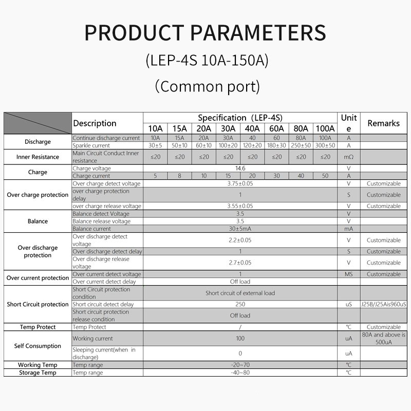18650 BMS 4S 12V 10A 15A 20A 30A 40A 50A 60A BMS chống thấm nước cho pin Lifepo4 có thể sạc lại với cùng một cổng cho pin lithium