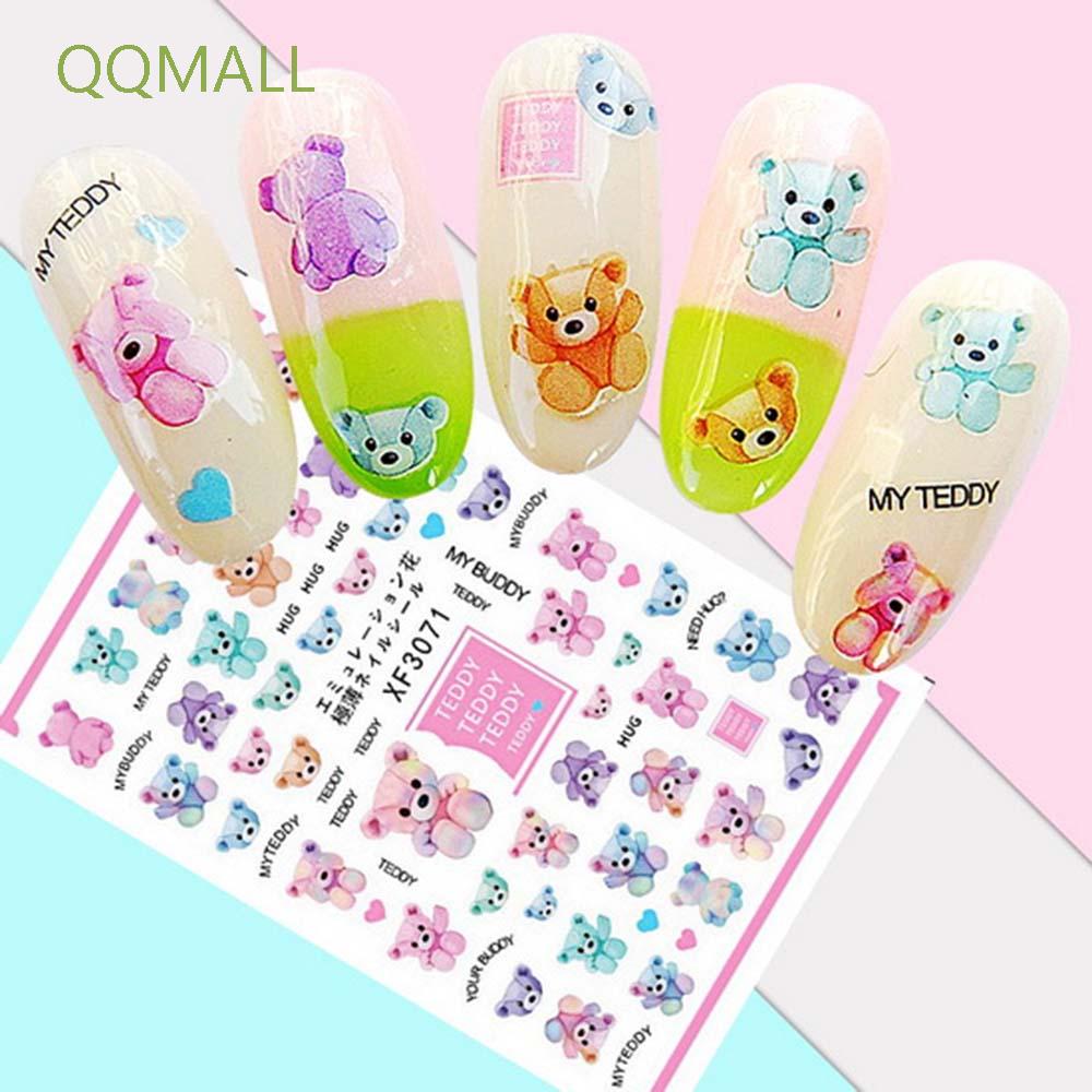 Nhãn Dán Trang Trí Móng Tay Hình Gấu Dễ Thương 3D DIY