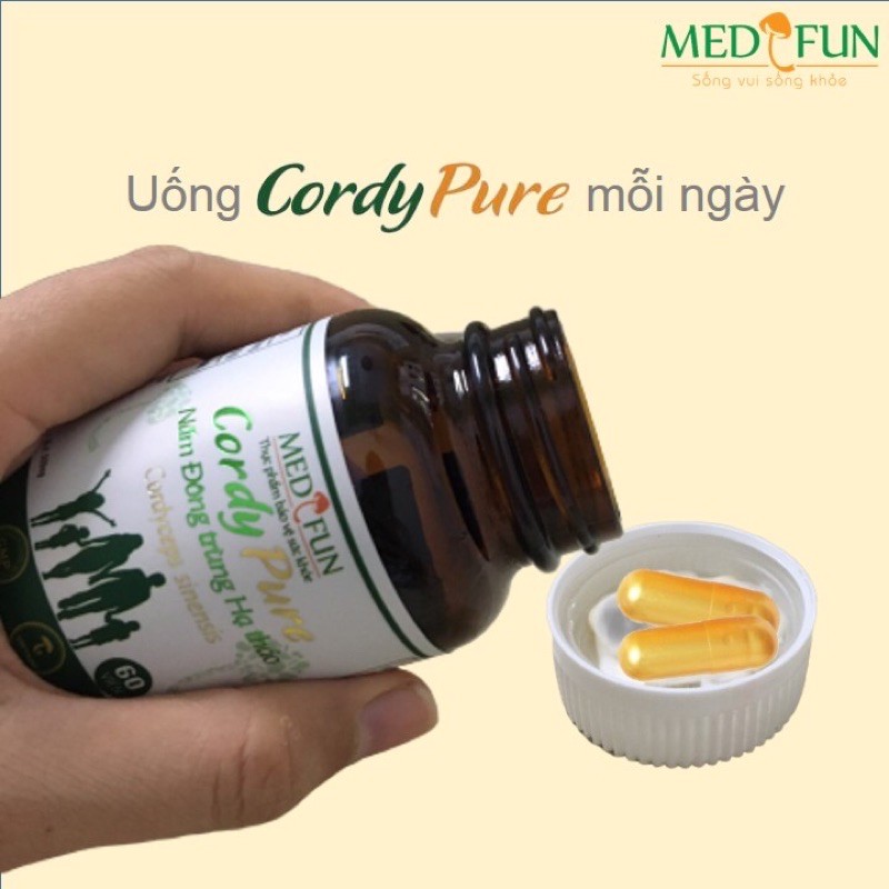 Đông Trùng Hạ Thảo CordyPure Chính Hãng (Cordyceps Sinensis) Viên Nang Loại 60 Viên