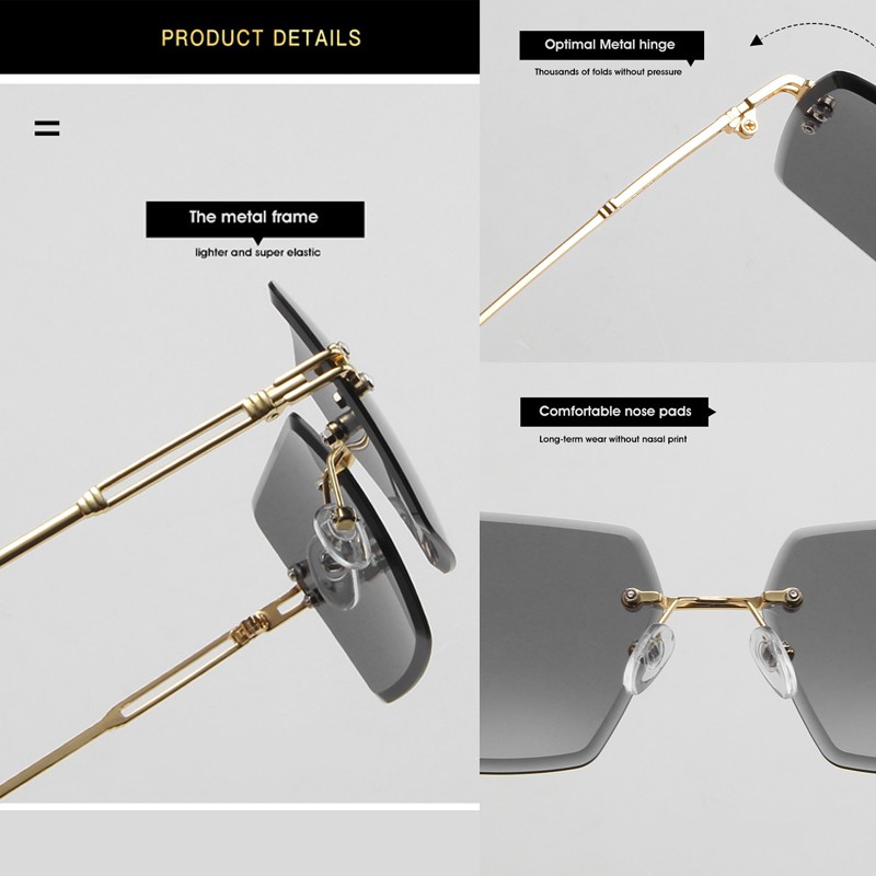 Kính mát không viền kim loại thời trang cho nữ