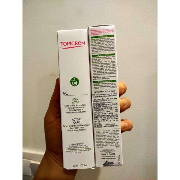 TOPICREAM-AC ACTIVE CARE 40ML. KEM DƯỠNG LÀM GIẢM MỤN, MỜ VẾT THÂM DO MỤN