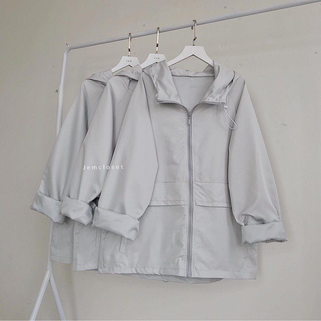 Áo Khoác Gió Nữ JEM CLOSET Form Rộng DAN Áo Khoác Ngoài Có Túi Hộp Bốn Màu Chống Nước Siêu Tốt 1530