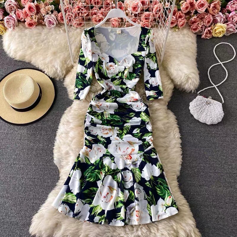 Váy hoa body tay lỡ