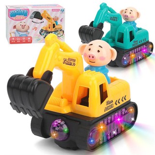 [CÓ ĐÈN NHẠC] Hộp đồ chơi xe máy múc ủi heo peppa y hinh cho bé 833-13 833-13