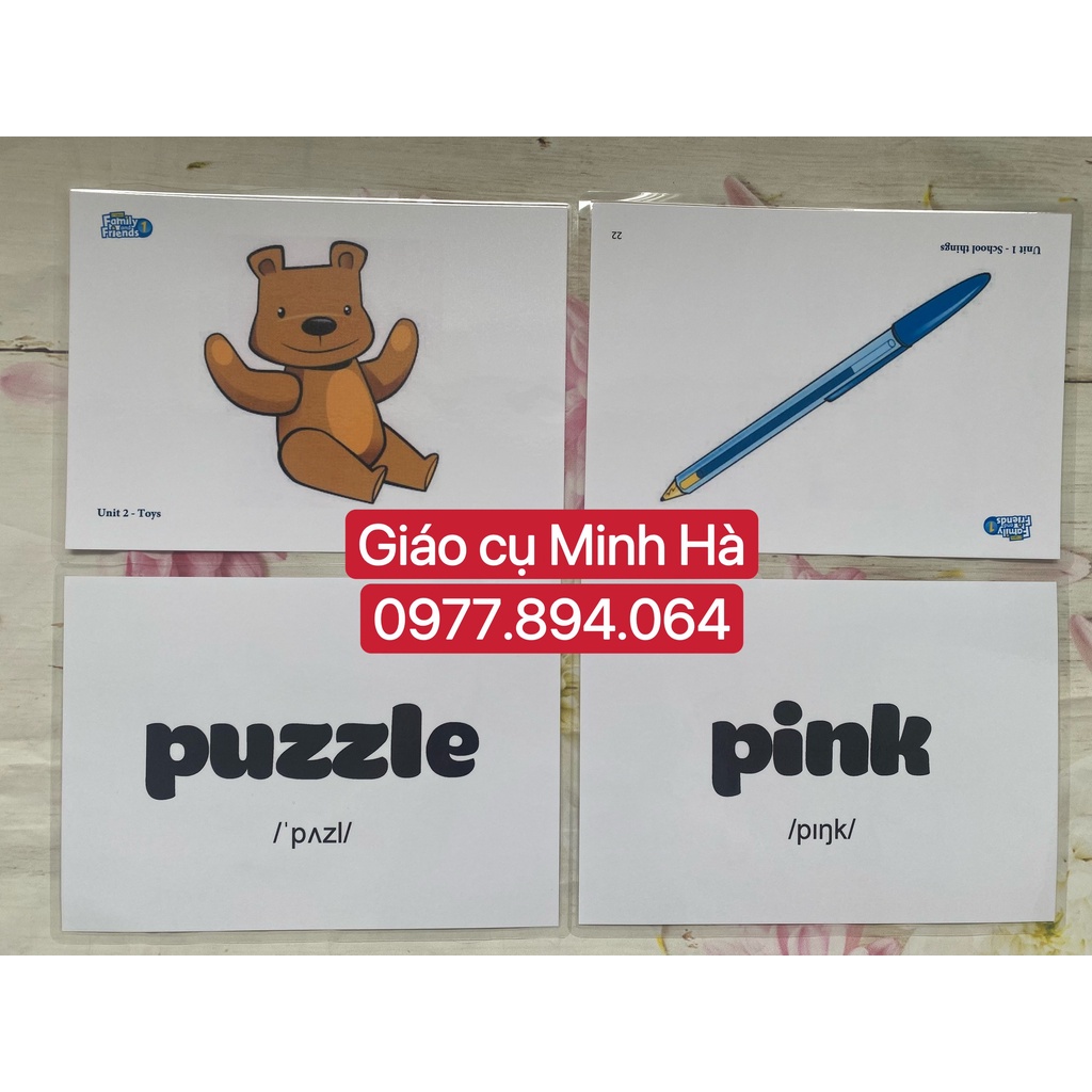 Flashcards Family and Friends 1-phiên bản 2nd-183 thẻ ép plastic