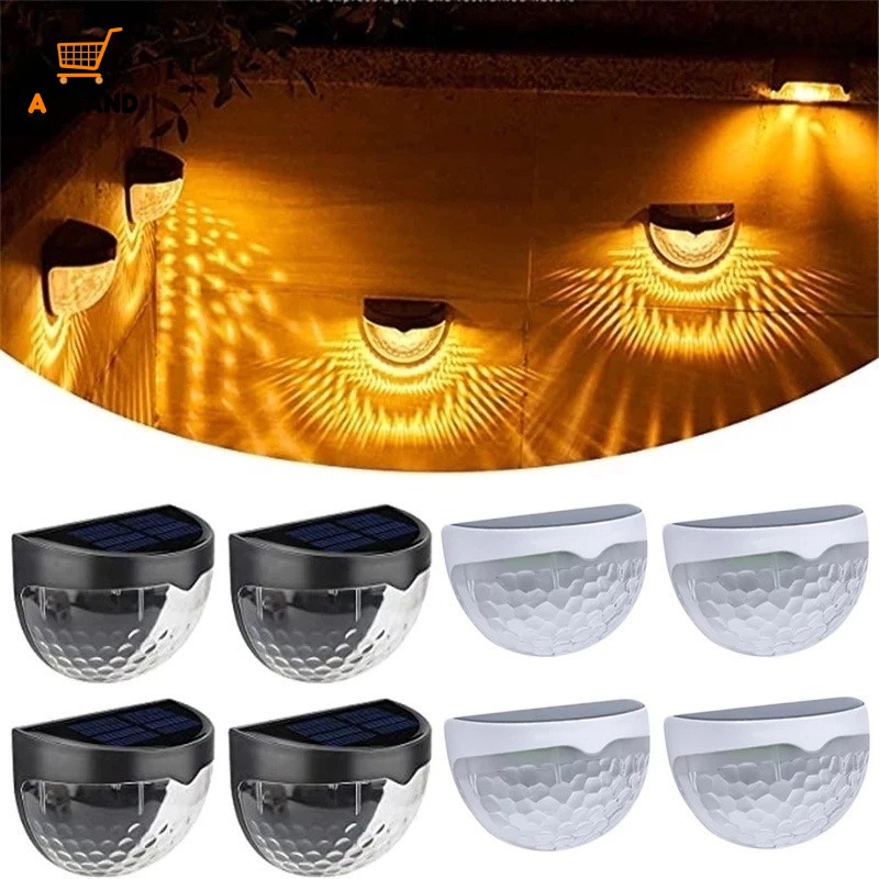 Đèn Led 6 Bóng Năng Lượng Mặt Trời Chống Thấm Nước Hình Bán Nguyệt Trang Trí Sân Vườn/Gara Xe