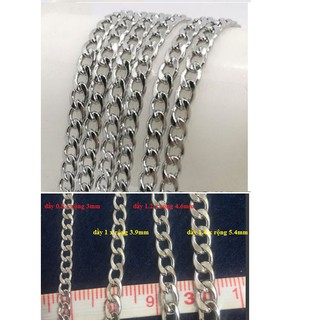 1 met xích inox không rỉ oval xoắn phẳng đủ size 3-3.9-4.5-5.4mm