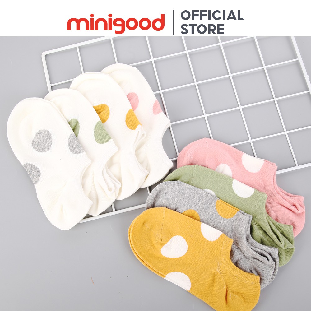 Vớ màu tương phản chấm bi (2 đôi) minigood