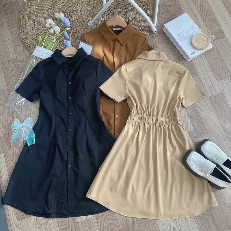 Đầm sơ mi nữ bo eo dáng thanh lịch