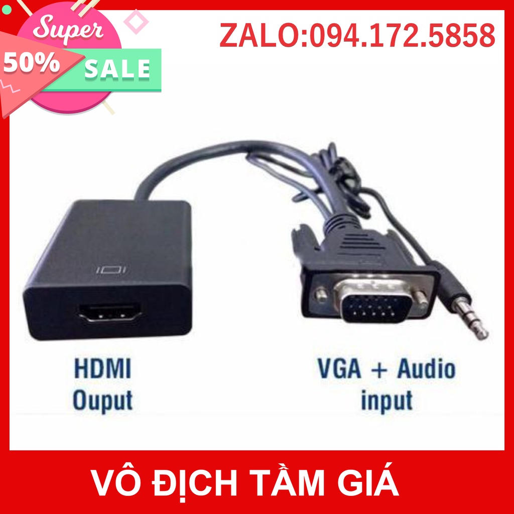 HOT -  Cáp chuyển đổi HDMI sang VGA kèm dây audio 3.5