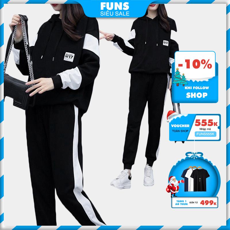 Bộ Quần áo thu đông nam nữ FUNS mã "TT38" dáng thể dục thể thao hàn quốc đẹp bao gồm áo khoác hoodie và quần jogger