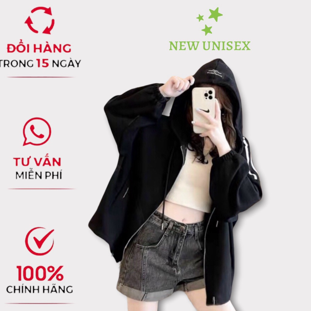 Áo Khoác Nỉ Nữ 3 Sọc Hoodie dáng rộng thể thao in Siêu Hot Ut [NewUnisex]