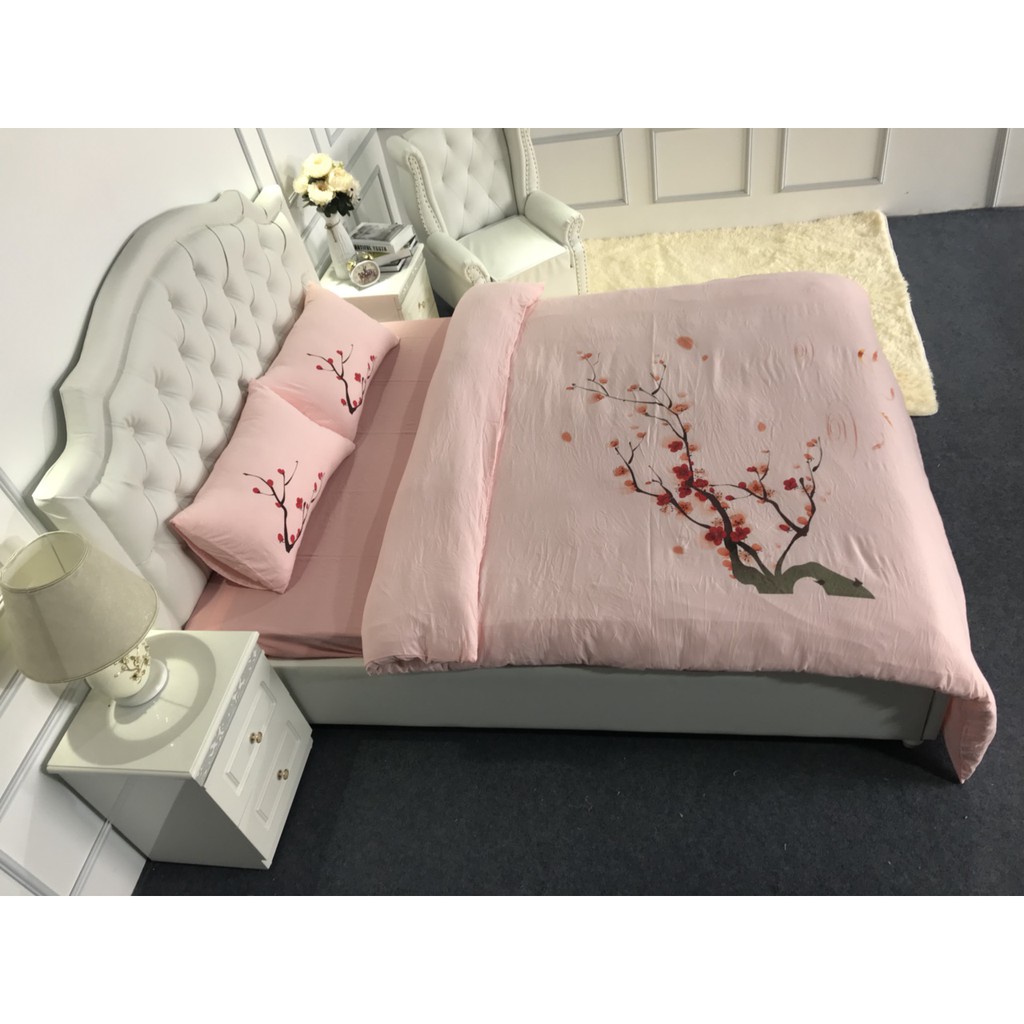 Trọn bộ chăn ga gối cotton đũi chần bông 4 món