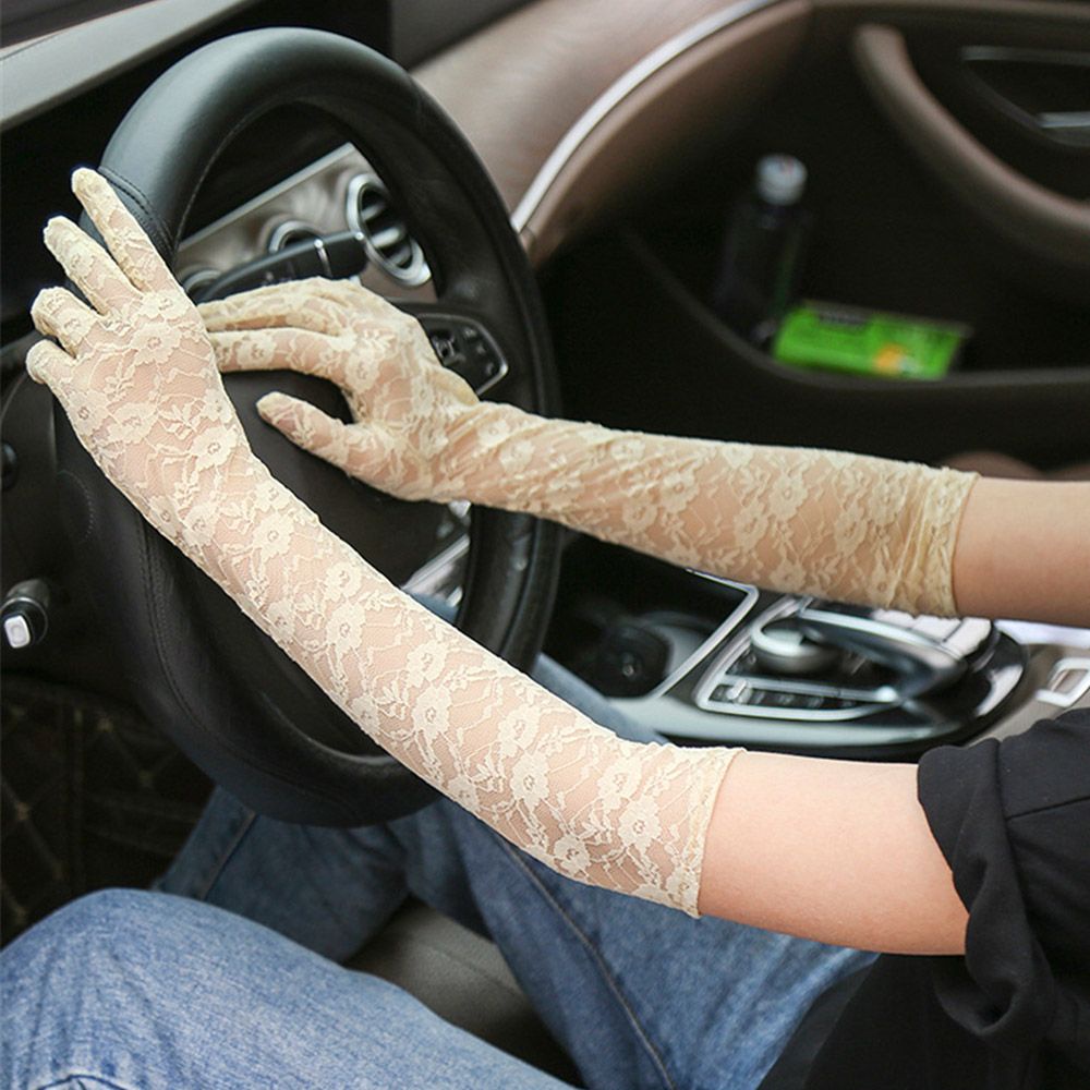 Găng Tay Ren Hoa Dài Co Giãn Chống Nắng Thời Trang Cho Nữ