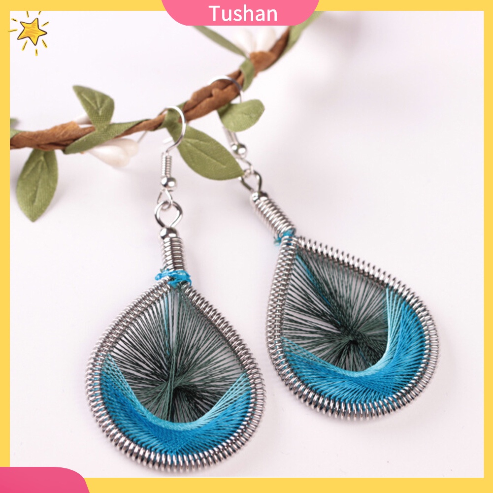 Bông tai dạng móc tùy chọn kiểu dáng và màu sắc phối lụa phong cách bohemian