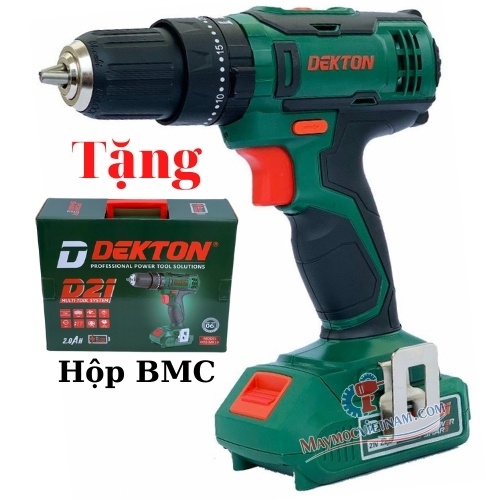 Máy Khoan Pin DEKTON D21-MK10, Pin Li-ion 21V, 2Ah, Đầu Autolock, Khóa Trục 10mm, Có Hộp Nhựa BMC