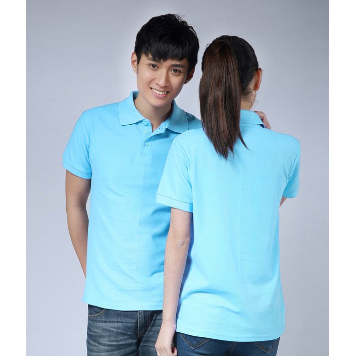 Áo thun polo nam nữ cổ bẻ HUTA PT016 màu xanh thiên thanh vải cá sấu 4 chiều, ngắn tay