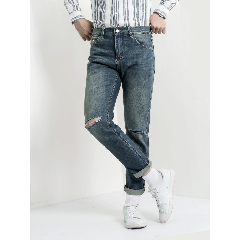 Quần Jeans Nam Rách Gối Ceffylo Chất Liệu Dày Dặn, Co Giãn Cực Mạnh, Giữ Form Tuyệt Đối